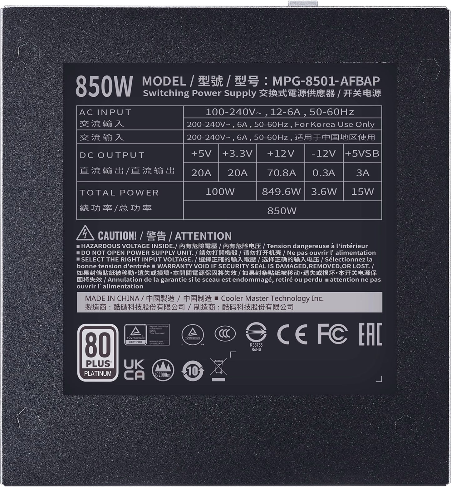 Refurbished Cooler Master XG850 Platinum