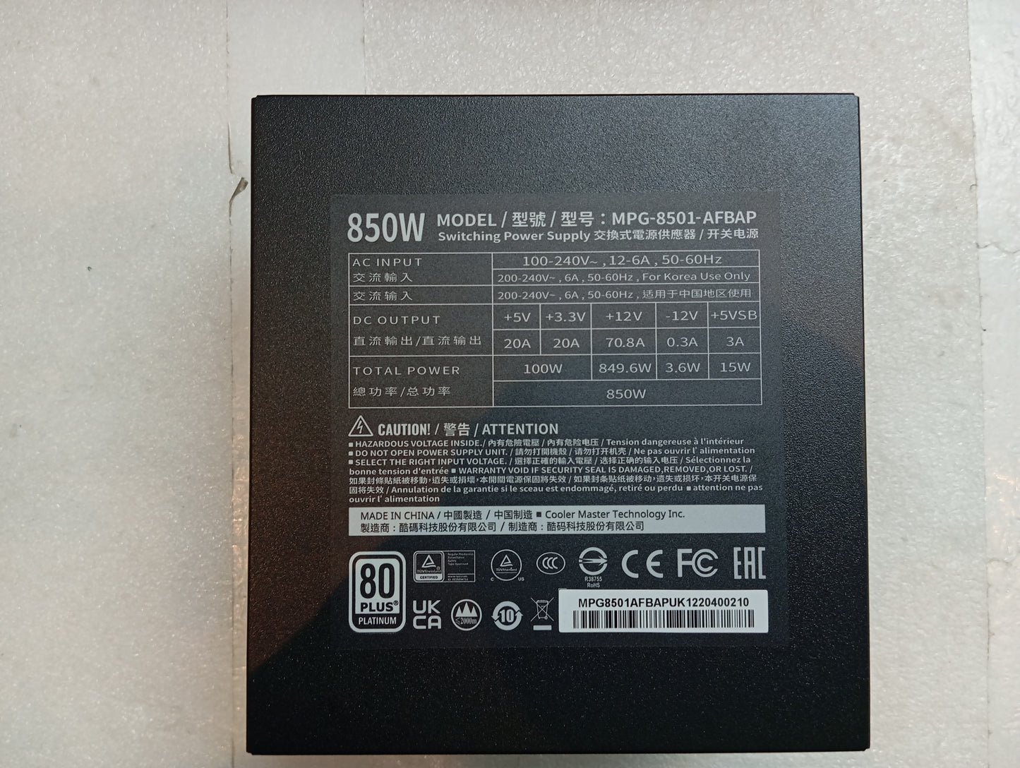 Refurbished Cooler Master XG850 Platinum