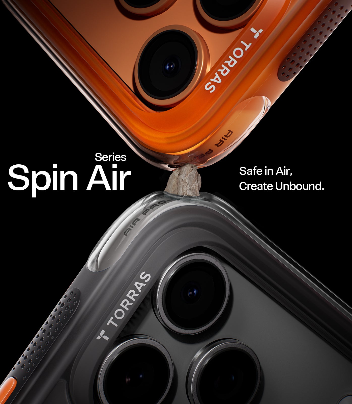 TORRAS Ostand Q3 Air Zwart Hoesje Geschikt voor Apple iPhone 17 Pro Max – Compatibel met MagSafe – 360° Draaibare Magnetische Standaard – Back Cover Kickstand Ring – AirCushion Hoeken - Shockproof NIEUW!