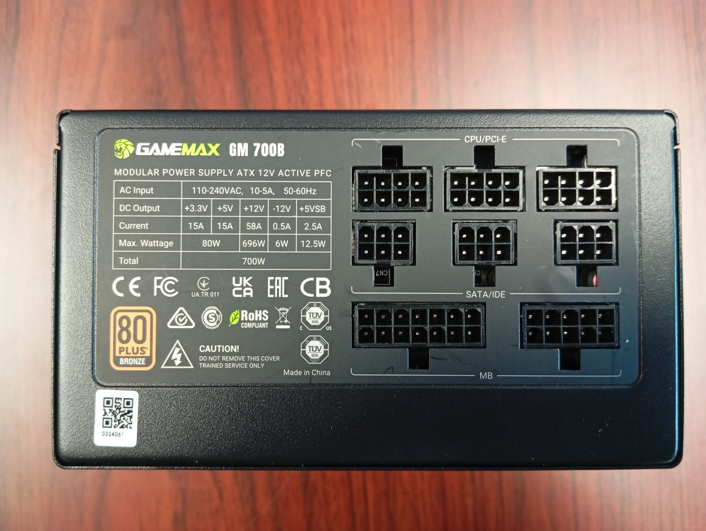 GameMax GM 700 Bronze, retourdeal