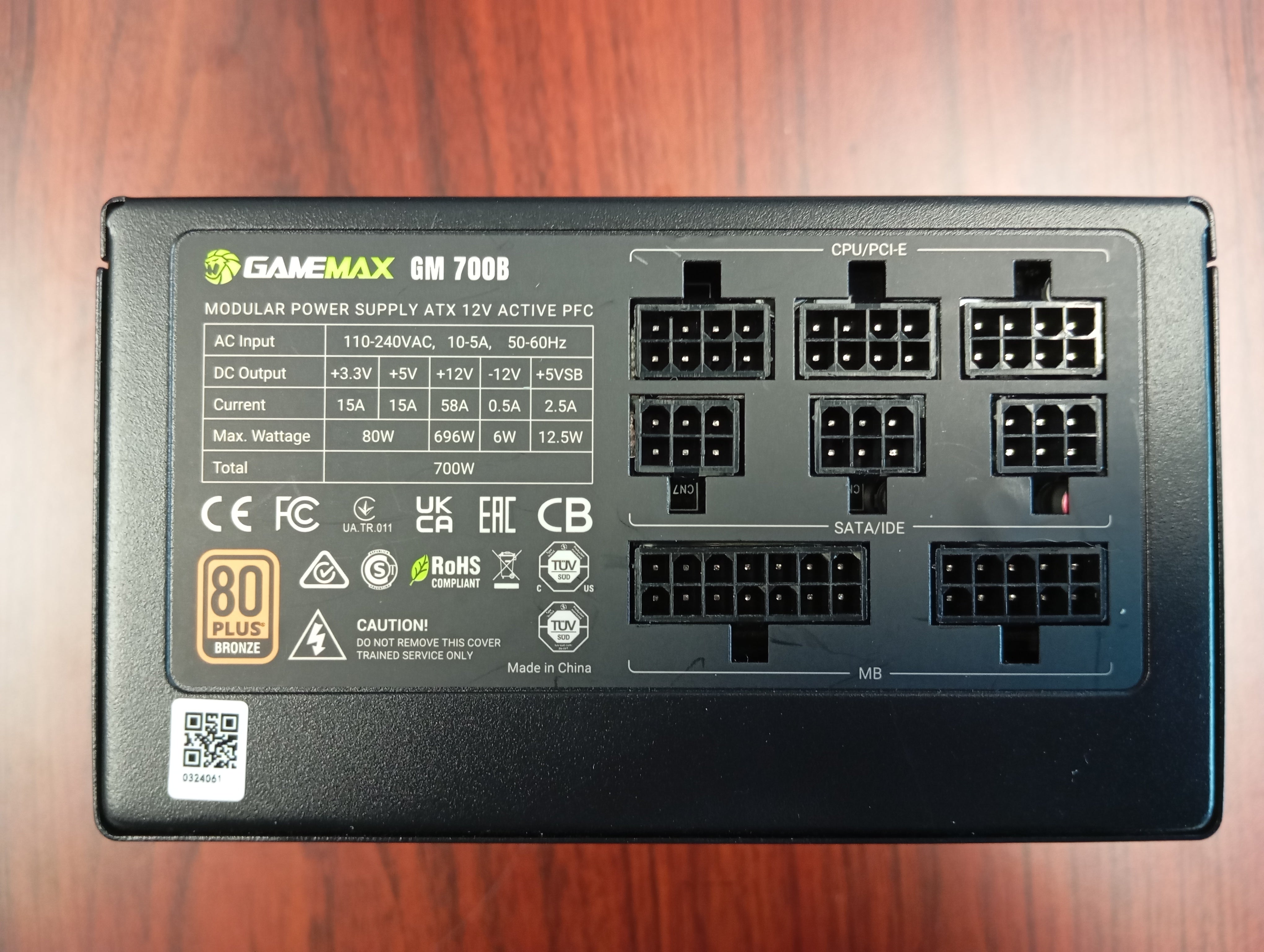 GameMax GM 700 Bronze, retourdeal