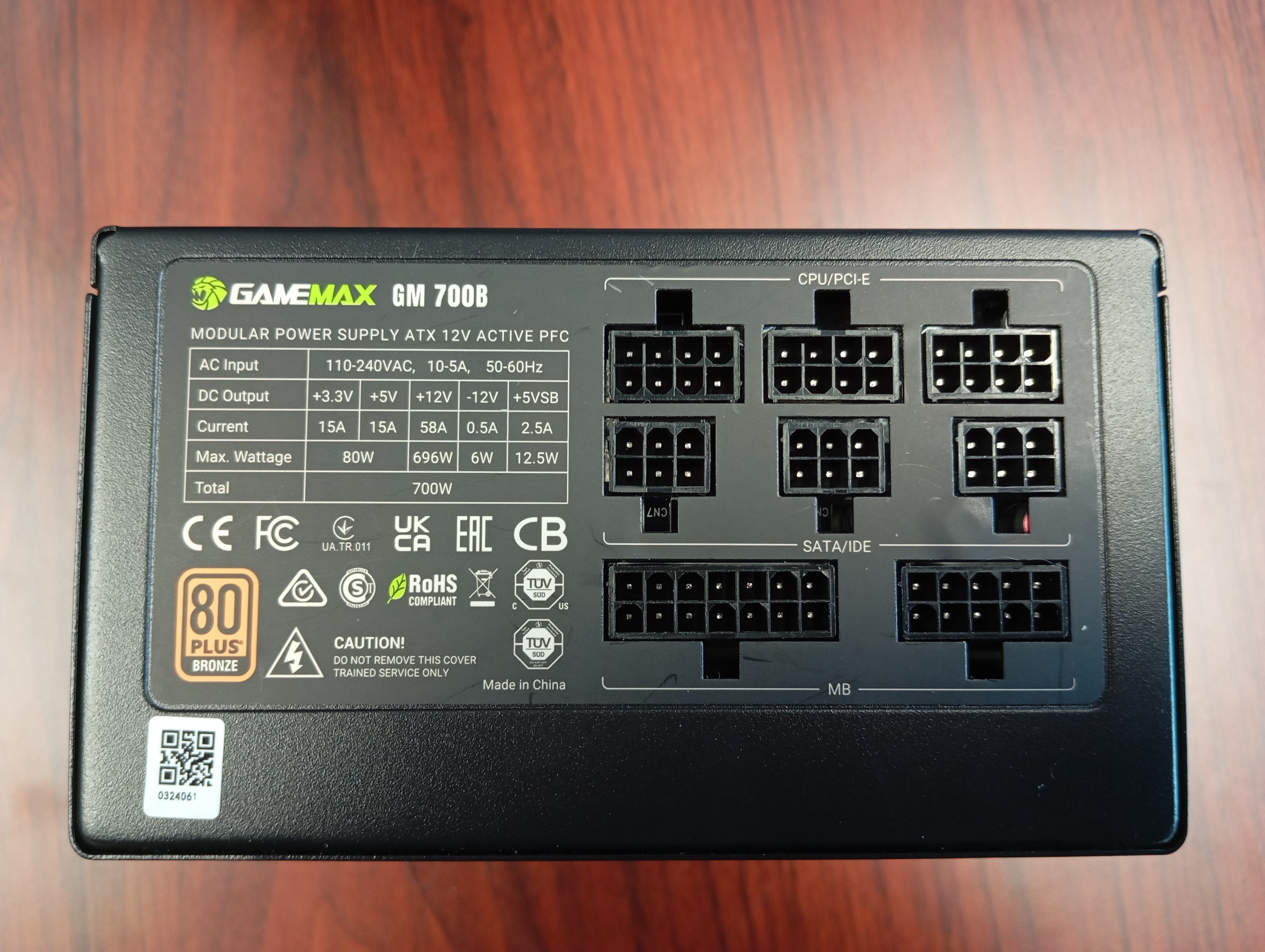 GameMax GM 700 Bronze, retourdeal